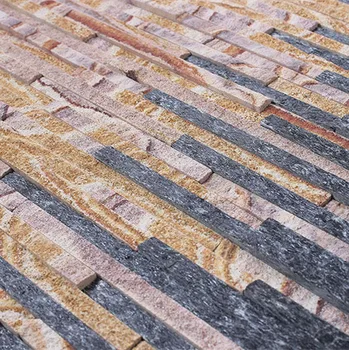 Fireplace Red And Black Mixed Textured Stone Wall Tile Split Face