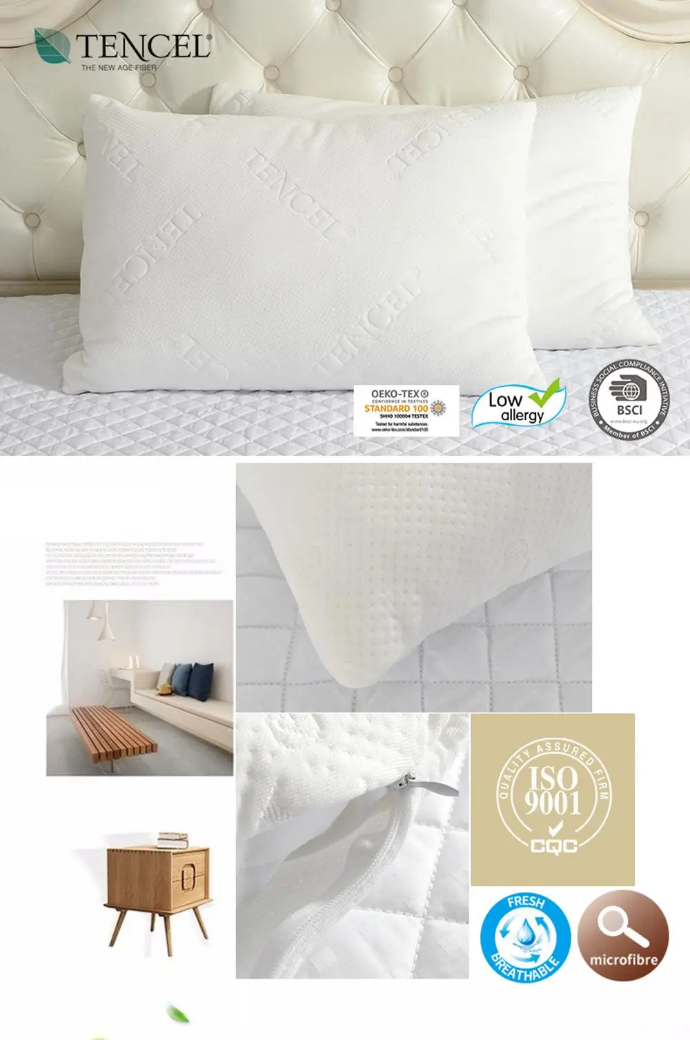 Ultra Comfortable Cooling Hypoallergenic Fiber Removable Tencel Cover Pillows Buy Tencel