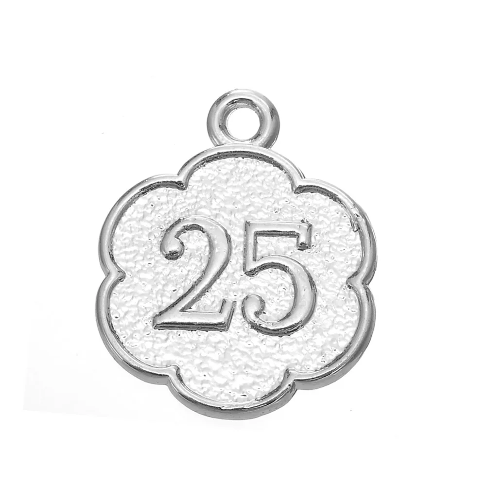 

Lucky Number 25 with Flower Charms Pendant for Anniversary Gifts, Picture