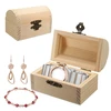 Natural Wooden With Lid Golden Lock Postcard Jewelry Case Storage Box Home Organizer Handmade Craft Bank Money Box