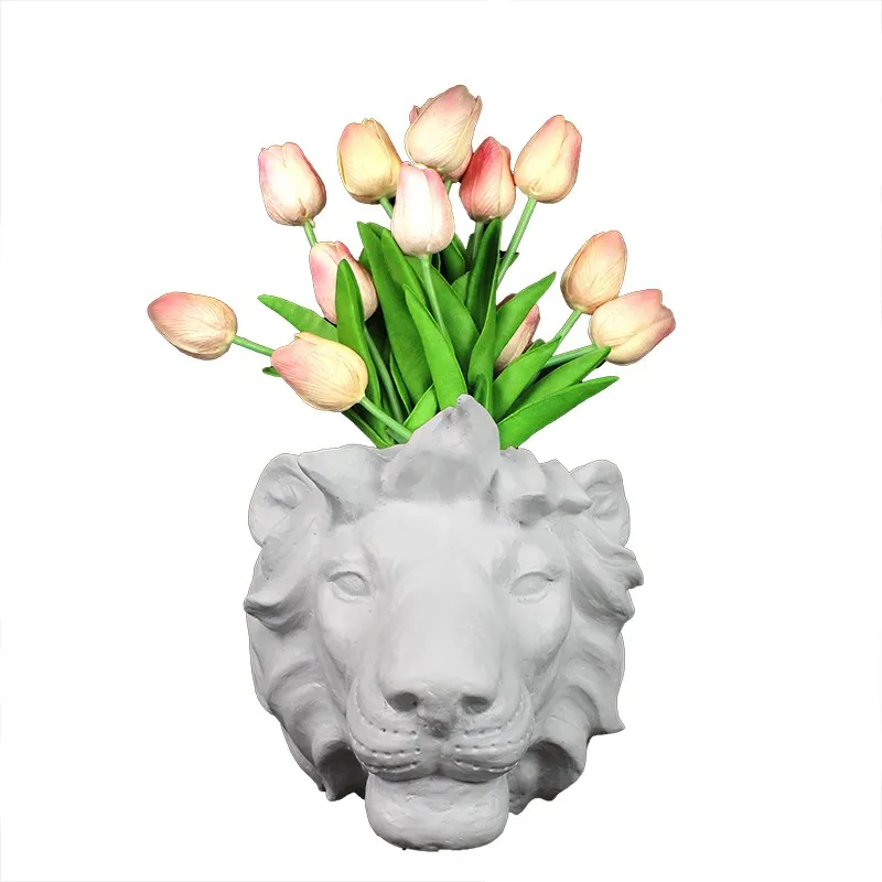 Resin 3D animal head rhinoceros head flower vase home decor details