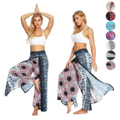 

YouJia Wholesale Women Running Leggings Loose Dance Trousers Baggy Boho Aladdin Jumpsuit Wide Leg Yoga Harem Pants, 7 different patterns