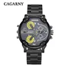 Cagarny Men's Watches Men Fashion Quartz Wristwatches Cool Big Case Golden Steel Watchband Military Relogio Masculino D6820 Hour
