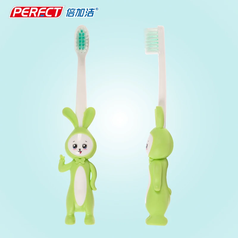 

PERFCT Baby Dinosaur Toddler Toothbrush Kids Cap Tooth Brush 610/612 Blister Card Children Customized Logo Acceptable Soft Nylon, Customized color
