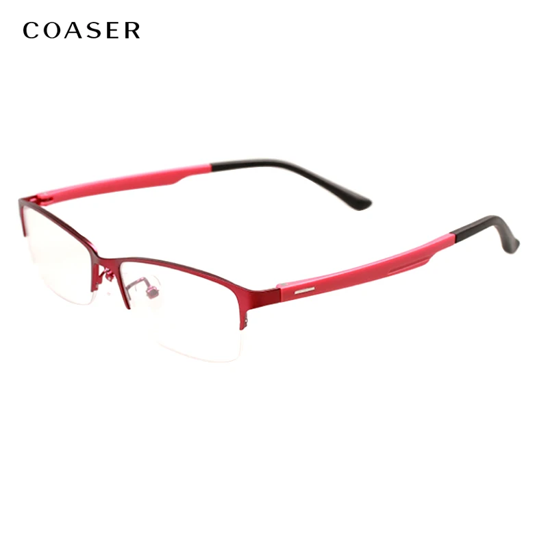 

half rim metal eyeglasses women's stylish vision gafas miopia Optical prescription tr90 glasses frames for men glass frames eye, Black;red;purple