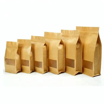 High Quality Flat Bottom Stand Up Kraft Paper Bags Food Packaging Bag ...