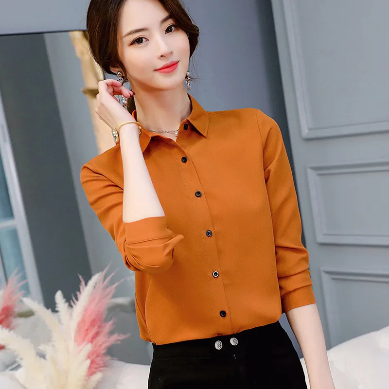

Summer Blouse Ladies Long Sleeve Shirts Fashion Leisure Chiffon Plus size shirts & blouses