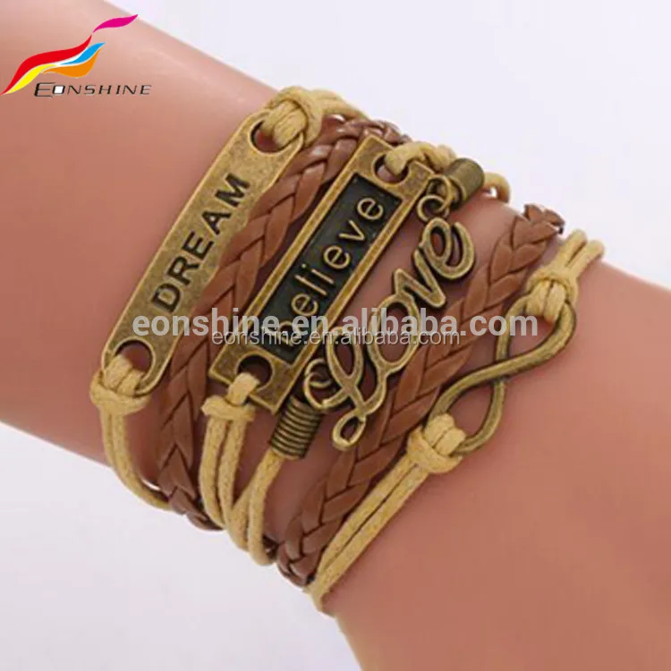 

Wholesale Personalized Love Braided Leather Bracelet 2016, Various colors available
