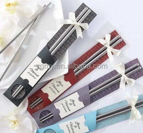 

East Meets West Stainless steel chopsticks +Chinese style wedding favors gifts