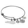 Yiwu Aceon Stainless Steel Adjustable Wire Bangle state Kentucky charm bracelet