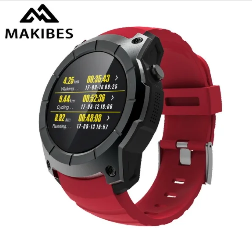

Original Makibes G05 GPS Sports MTK2503 1.3'' Color Screen Heart rate monitor Smart Watch, Red/ black