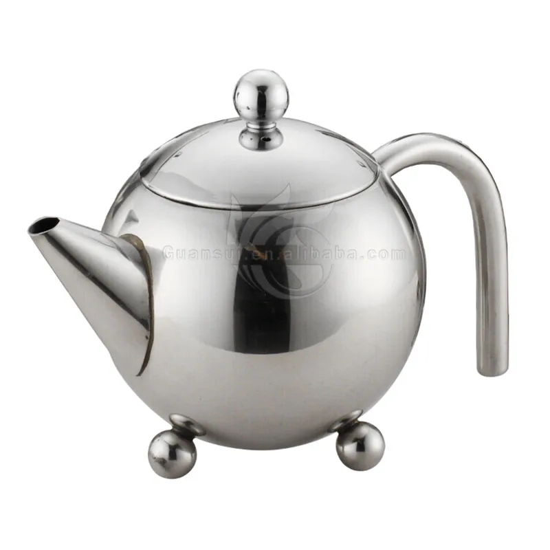 304 Ss Round Stainless Steel Teapots Wholesale With Handle,30oz Heat