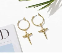 

Silver jewelry gift 14k gold plated fashion cross hoop earrings