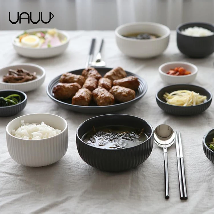 Household used multi-colored striped round 4.5 inch bulk cheap ceramic rice bowl for gift.jpg