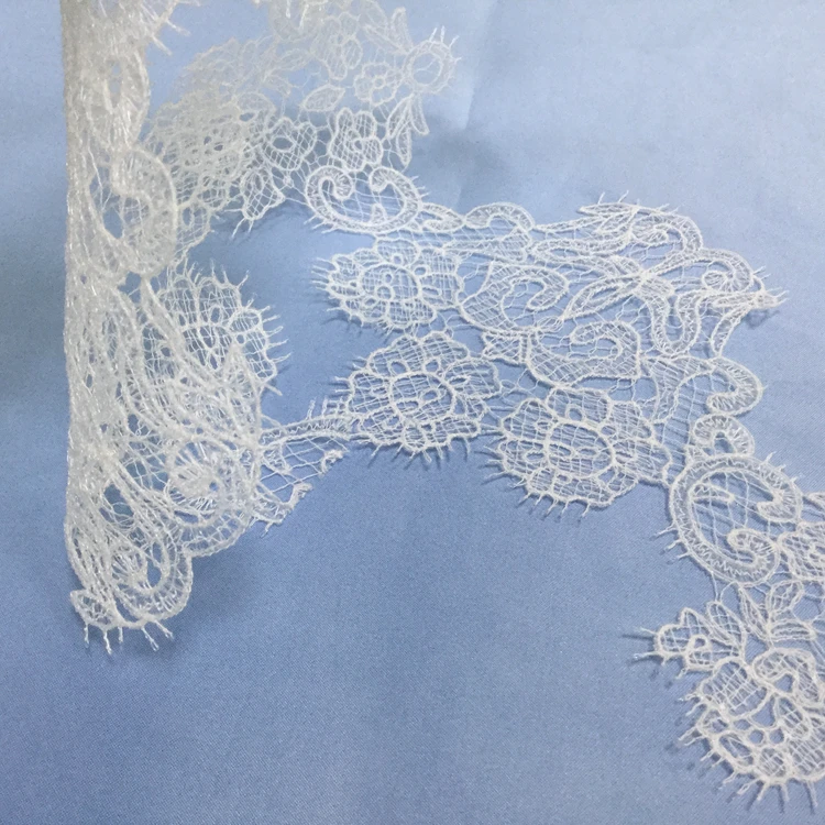 

Luxury design white border lace trim flower, White,custom