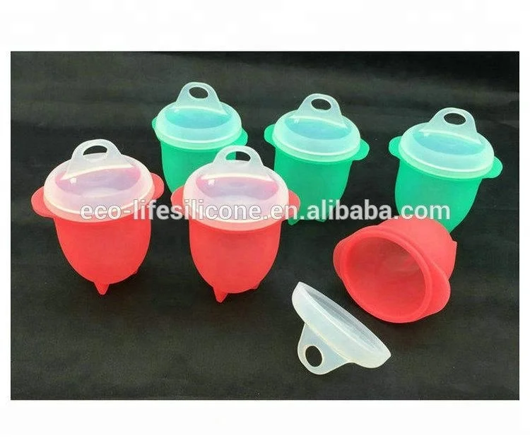 

6pcs No Shell Non-stick Silicone Egg Poacher Boiler, Red;blue or custom color