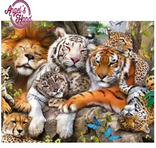 

ANGEL'S HAND Diamond Embroidery Diamond Painting Painting Diamond Painting Cross Stitch Rhinestone Mosaic Lion leopard tiger
