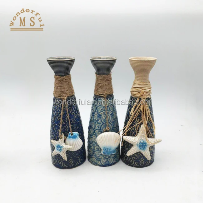 Wholesale Ocean blue ceramic vases luxury home decorative,Porcelain flower vase star,home decoration pieces luxury living room