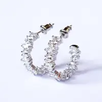 

Gold Filled Irregularity Cubic Zirconia Pave Hoop Earrings Jewelry