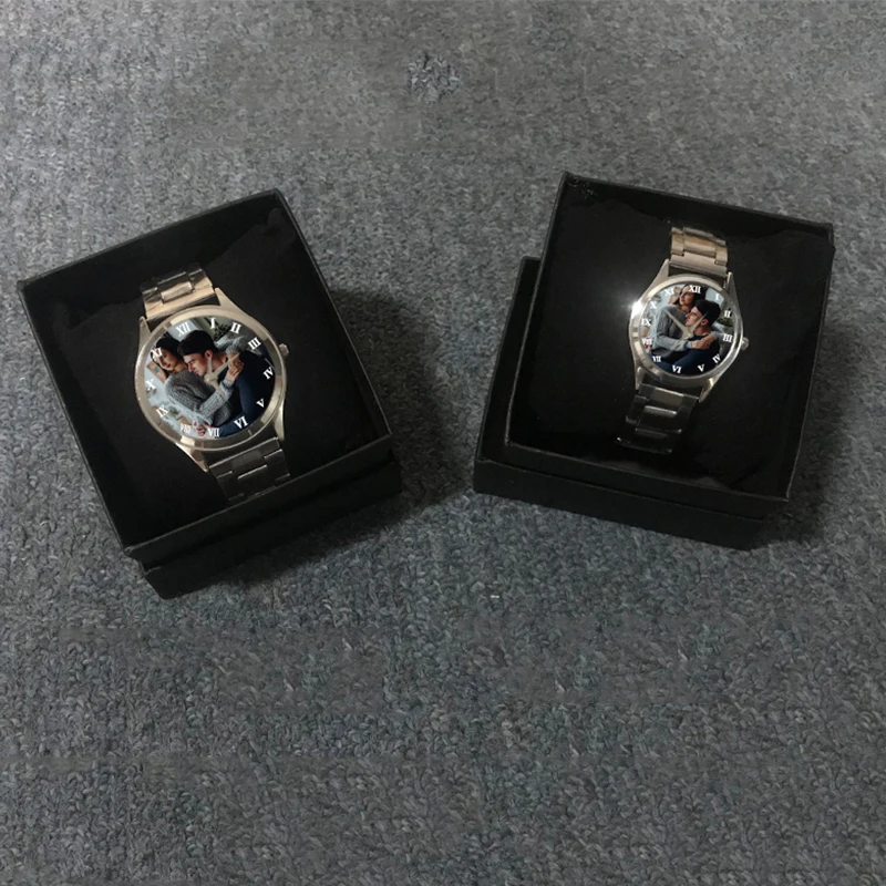 

2019 sublimation blanks Metal Lover watch ,Couple Watch For valentines' Day gift t-shirt heat press machine printing