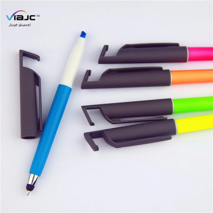 4 In 1 Colorful Neon Pen Soft Rubber Coated With Highlighter Stylus Pen