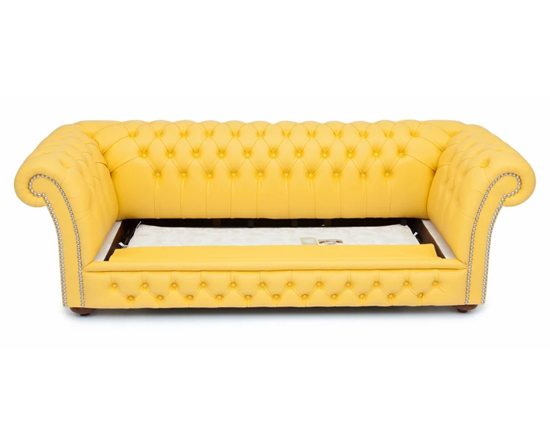 Dg Bright Yellow Colored Functional French Classic Chesterfield Sleeper