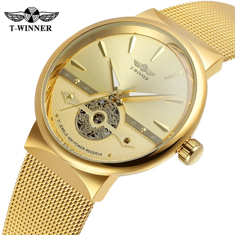 

WINNER Mechanical Watches Men Luxury Brand Ultra thin automatic Mechanical Skeleton Wristwatch Mesh Net Band casual watch, N/a