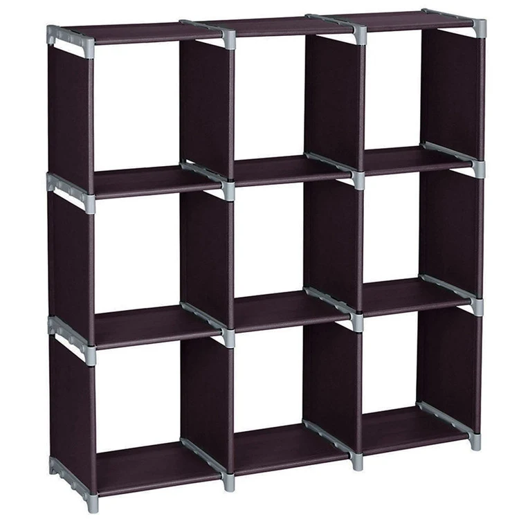 

Multifunctional Assembled 3 Tiers 9 Compartments Storage Shelf Brown, Natural