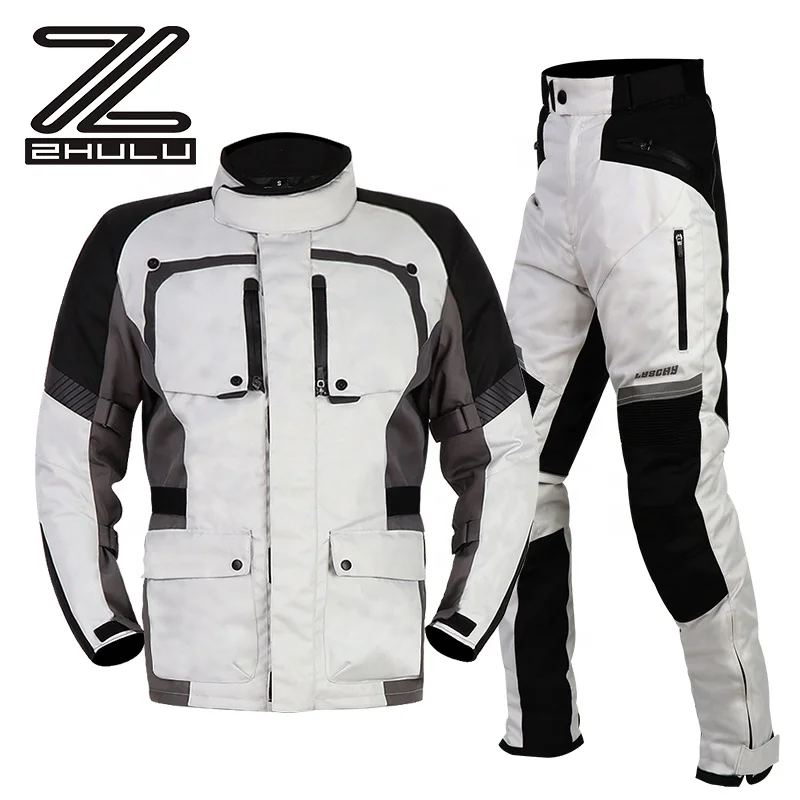 

All seasons Windproof Motorcycle jacket and Pants Motorbike touring clothing, Black