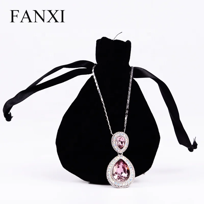 

FANXI China Factory Custom logo Necklace Bracelet Ring Small gift packaging Bag Wholesale Velvet Jewelry Drawstring Watch Pouch, N/a