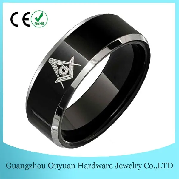 Black Free Engrave Masonic Rings Tungsten Carbide Mens Rings Hip Hop Jewelry