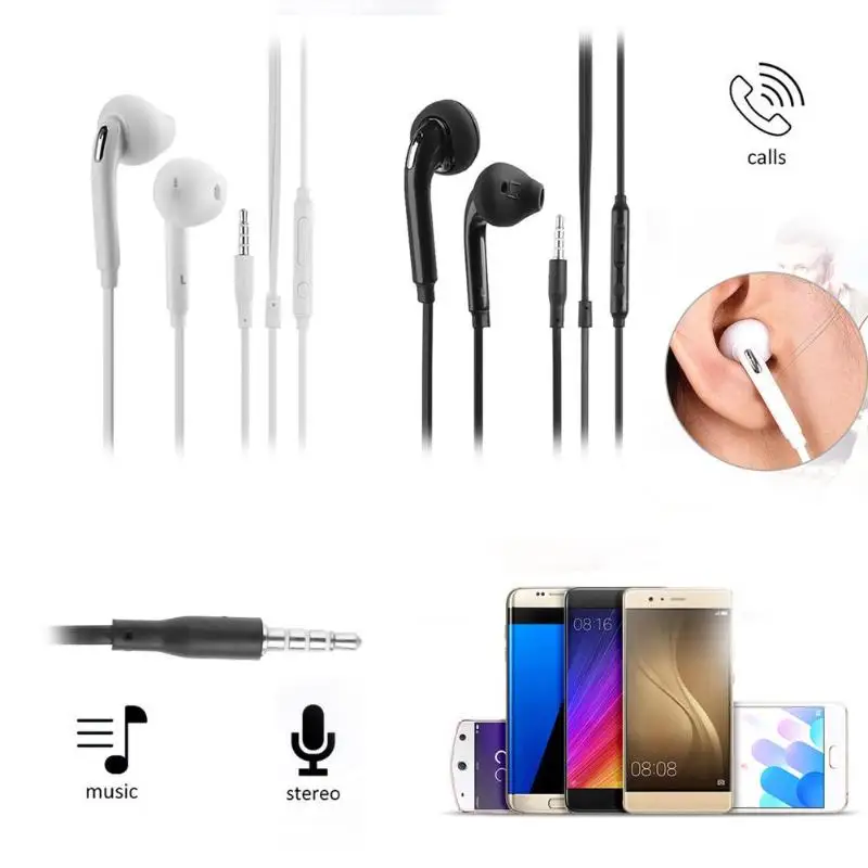 

Free Ship S6 S7 EDGE Flat 3.5mm Aux Wired Earphone Earpiece In Ear Earbuds Stereo Earbuds with Mic For Samsung S6 Note4 Android