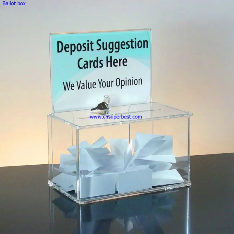 Clear Acrylic Ballot Box Dnation Box Tip Sales Lead Box Collection Sign Holder