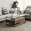 Major Furniture Manufacturers Natural Glass Top Wood Coffee Table / American Glass Coffee Table
