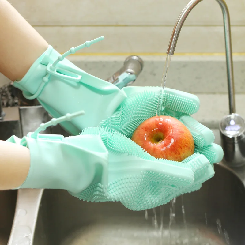 

New 2019 Trending Product Household Long Rubber Silicone Scrubber Gloves Dish Washing, Any color can be customized