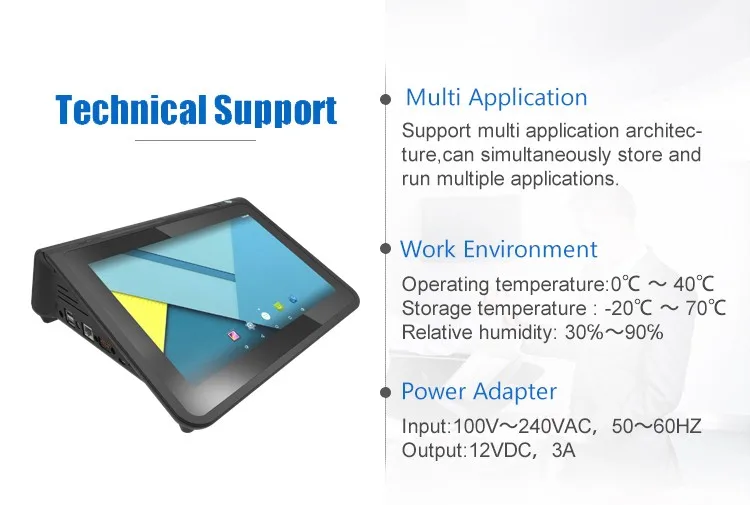 10 Inch All In One Android Terminal Android 5+ Pos Terminal Dual Screen