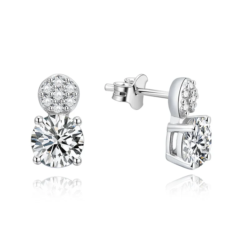 

POLIVA Factory High Quality Wholesale Cheap Pure 925 Sterling Silver Paved Setting Cubic Zirconia Crystal Stud Earrings Fashion