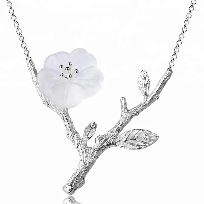 

Golden supplier handmade crystal gemstone 925 Sterling Silver Necklace Flower in Rain original Designer For women jewelry