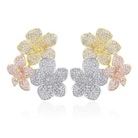 

Top Quality Fashion Multicolor Flower Stud Earring For Women Wedding Cubic Zirconia CZ Dubai Bridal Stud Earring