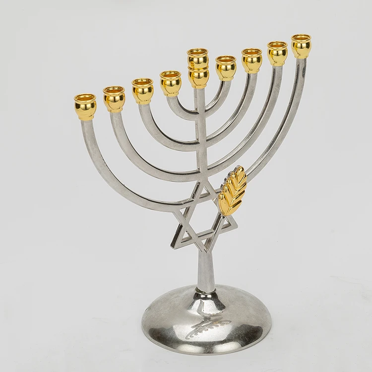 Brass Judaica Menorah, Jewish Candle Holder