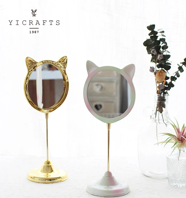 Single Side Cute Cat Ears Desk Table Cosmetic Makeup Mirror Buy Makeup Mirror,Cosmetic Mirror