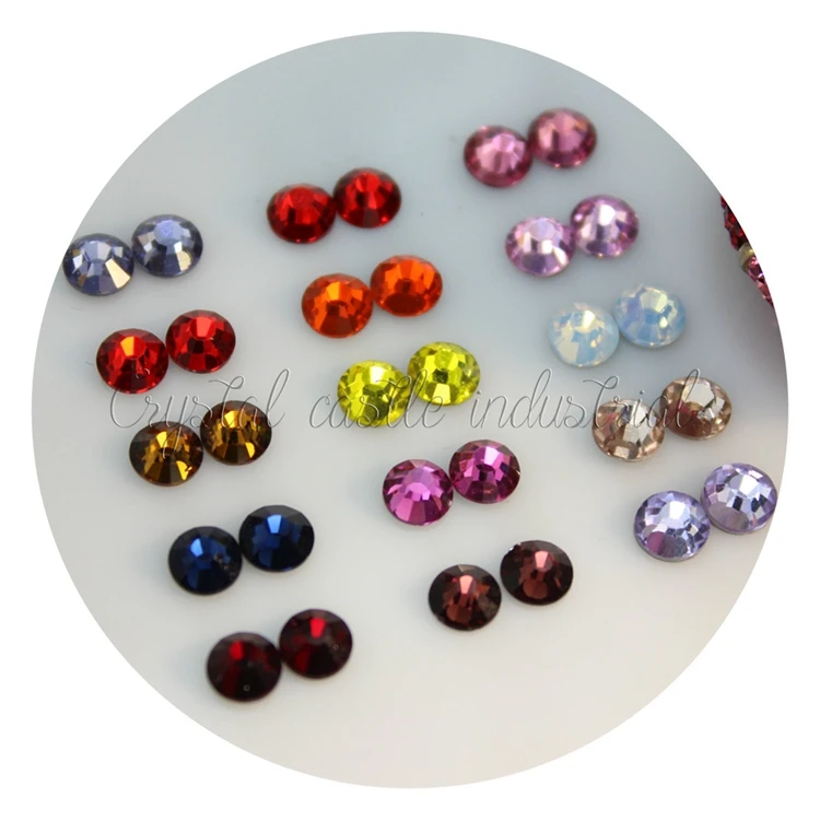 Factory Wholesale Colors Strong Glue Hotfix Stone SS10 Glass Crystal Hot Fix Rhinestones For Wedding Dress