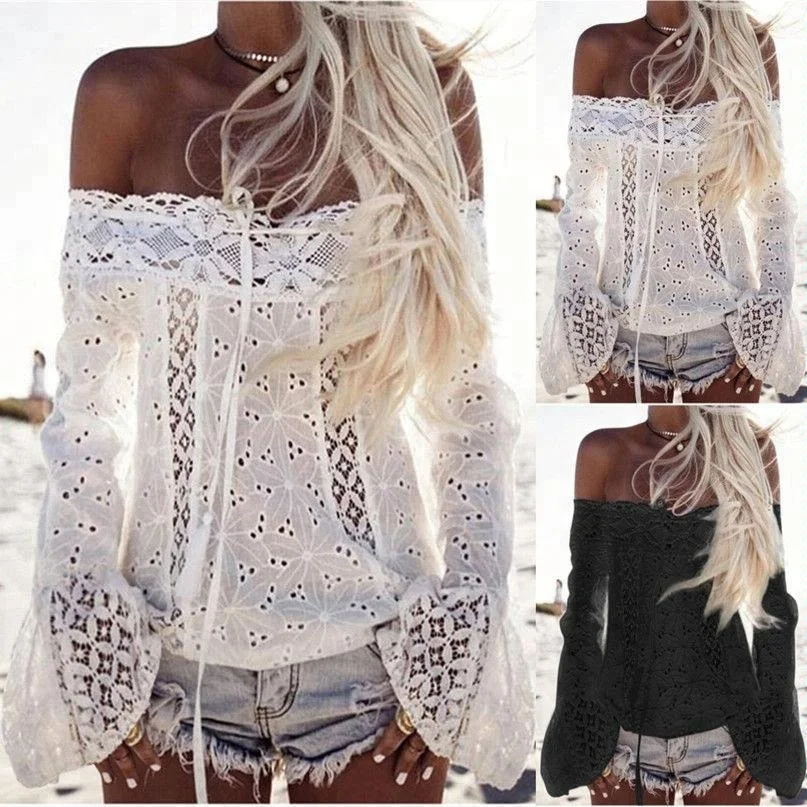 

Bestselling 2018 Ladies Lace Tops Latest Design Off Shoulder Women Shirts And Blouse