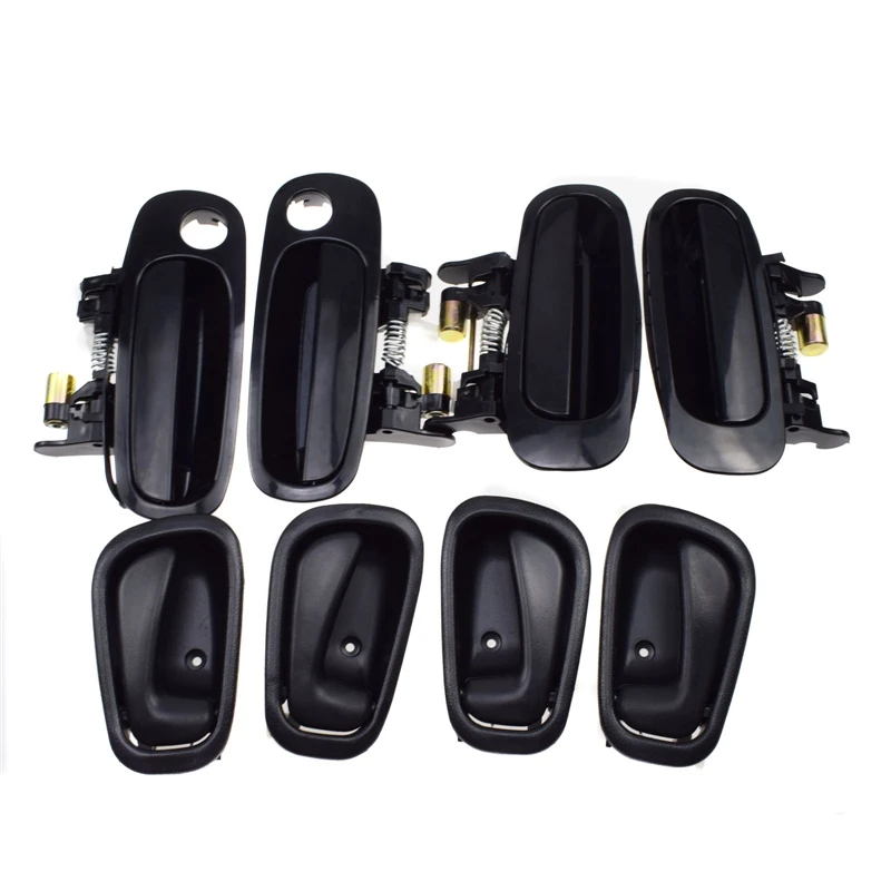 8pcs Front Rear Black Outside Black Inside Door Handle Fit For Toyota ...