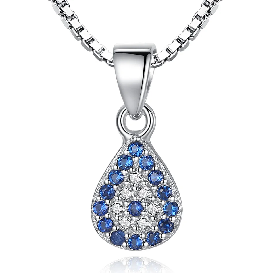 

Genuine 925 Sterling Silver Necklace AAA Crystal CZ Blue Lucky Eye Pendants Necklaces For Women Fashion Jewelry