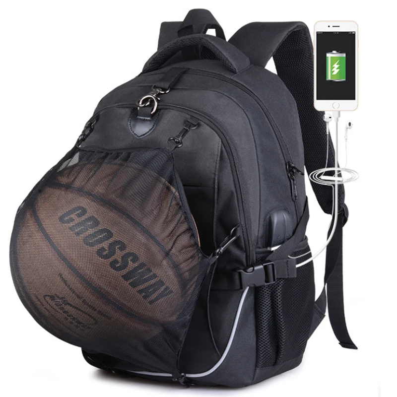 Osgoodway Amazon Hot Selling Men Bags Laptop Charging Backpack with Basketball Net