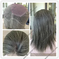 

F867776 old women's wigs full lace wig black with grey hair swss lace 100% human hair 14inches in stock fast delivery straight
