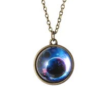 

Double-Sided New Nebula Earth Moon Planet Glass Dome Galaxy Solar System Men necklace Luminous Pendant Necklace glow