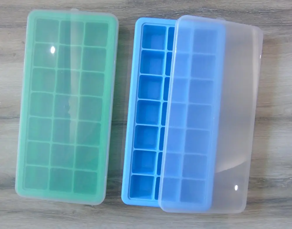 21 Cavities Silicone ice cube trays with lids ice mold silicone for cube ice