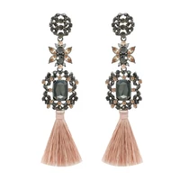 

2019 wholesale customized new design tanishq diamond silk thread tassel stud earrings women